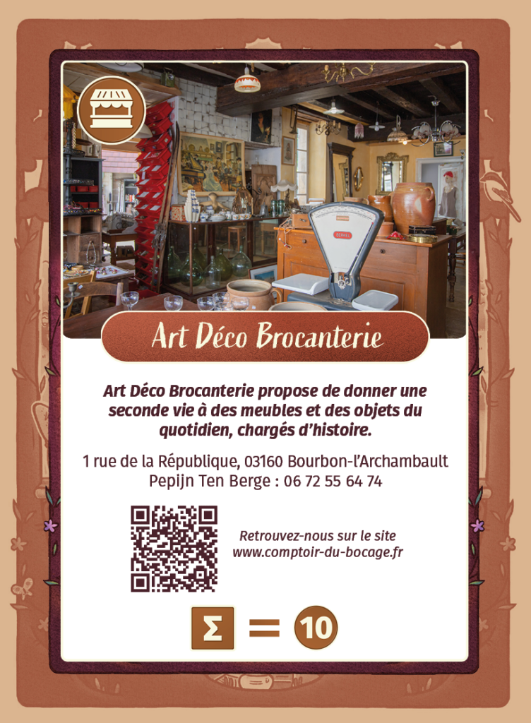 Art brocanterie - Carte jeu Comptoir du Bocage