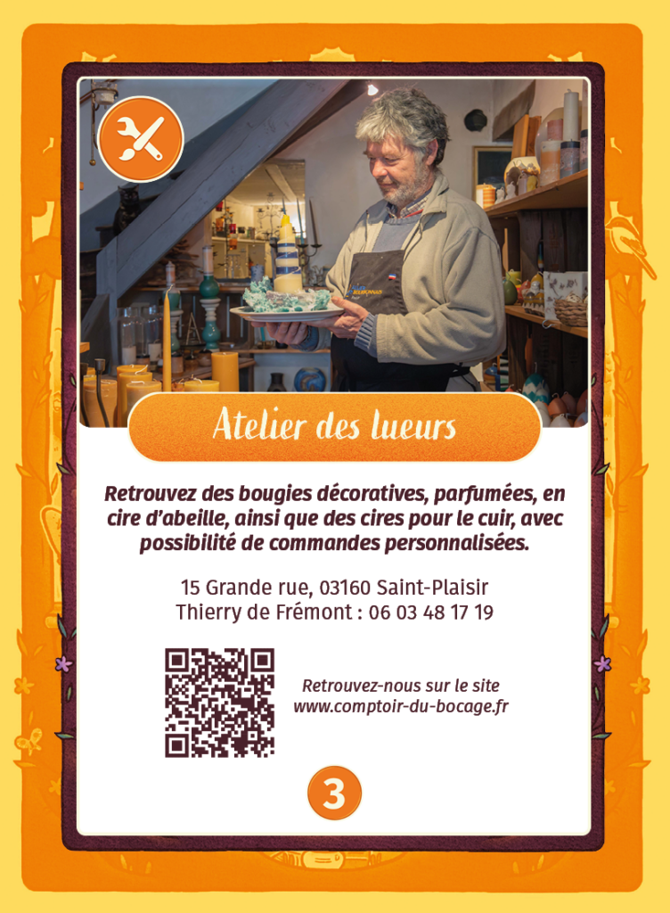 Atelier des lueurs - Carte jeu Comptoir du Bocage