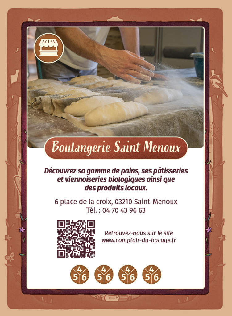 Boulangerie Saint Menoux - Carte jeu Comptoir du Bocage