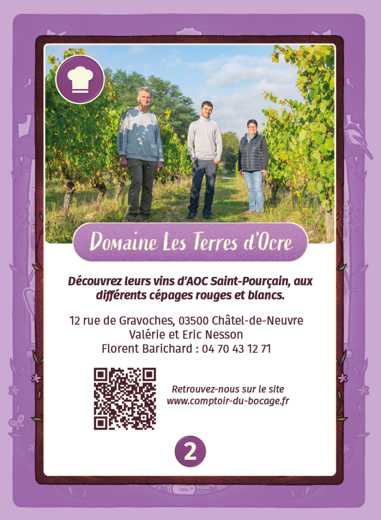 Domaine des Terres d'Ocres - Carte jeux Comptoir du Bocage