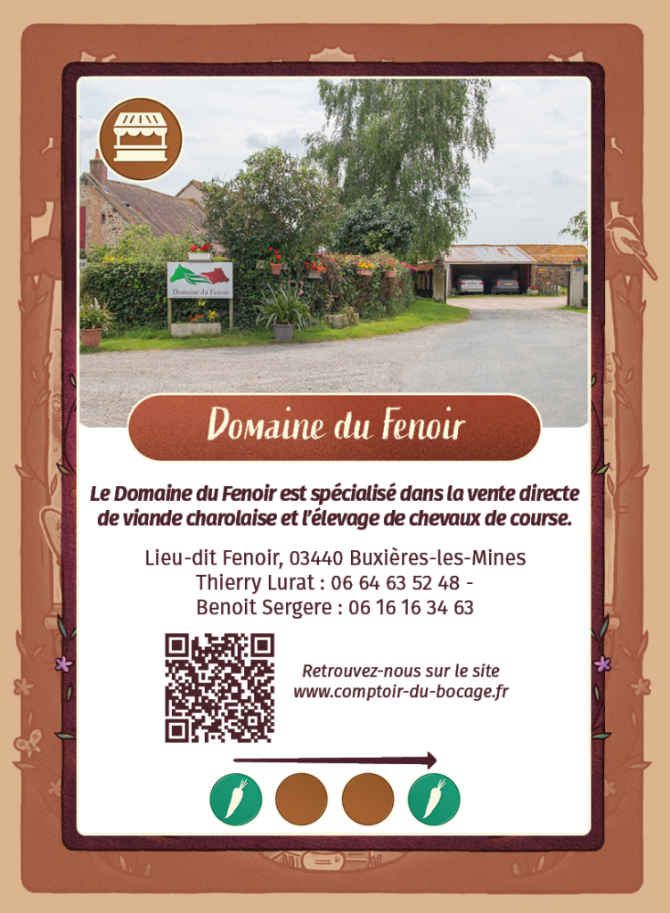 Domaine du Fenoir - Carte jeux Comptoir du Bocage