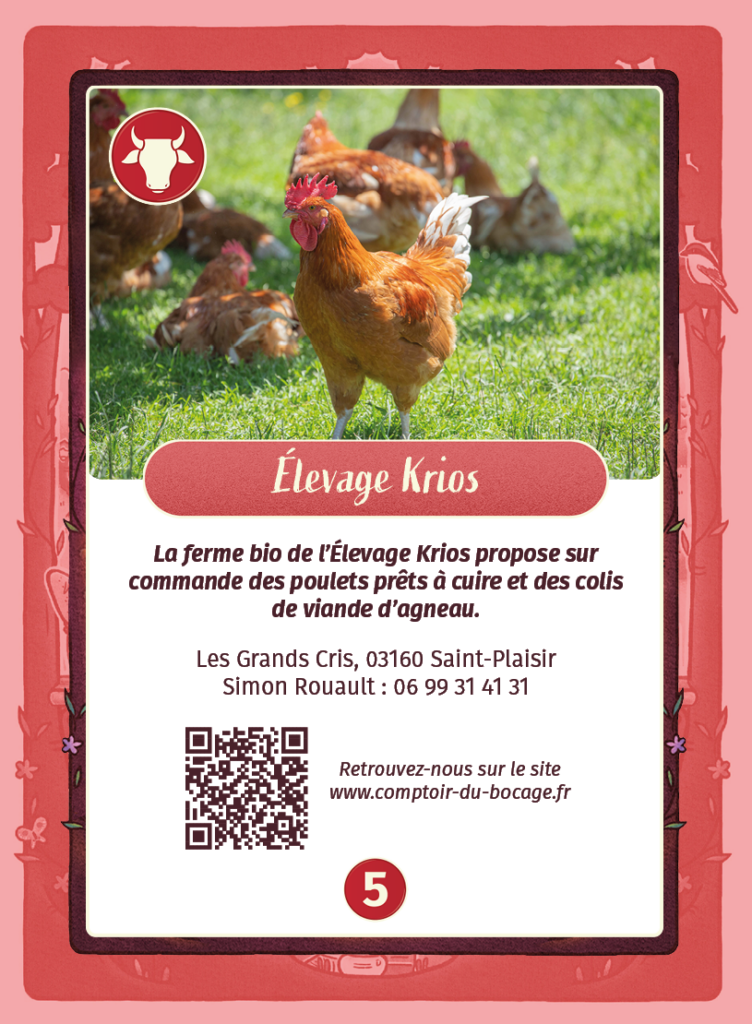 Elevage Krios - Carte jeu Comptoir du Bocage