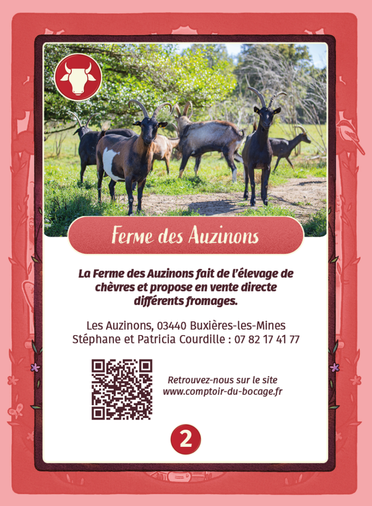 Ferme des Auzinons - Carte jeu Comptoir du Bocage