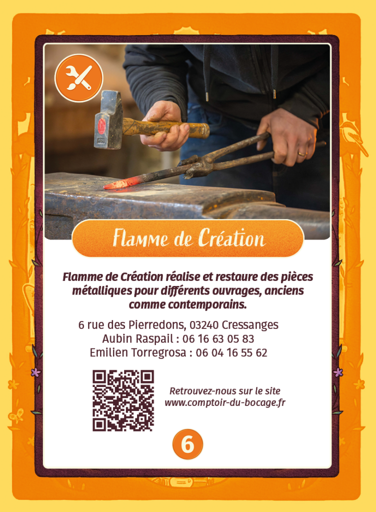 Flamme de création - Carte jeu Comptoir du Bocage