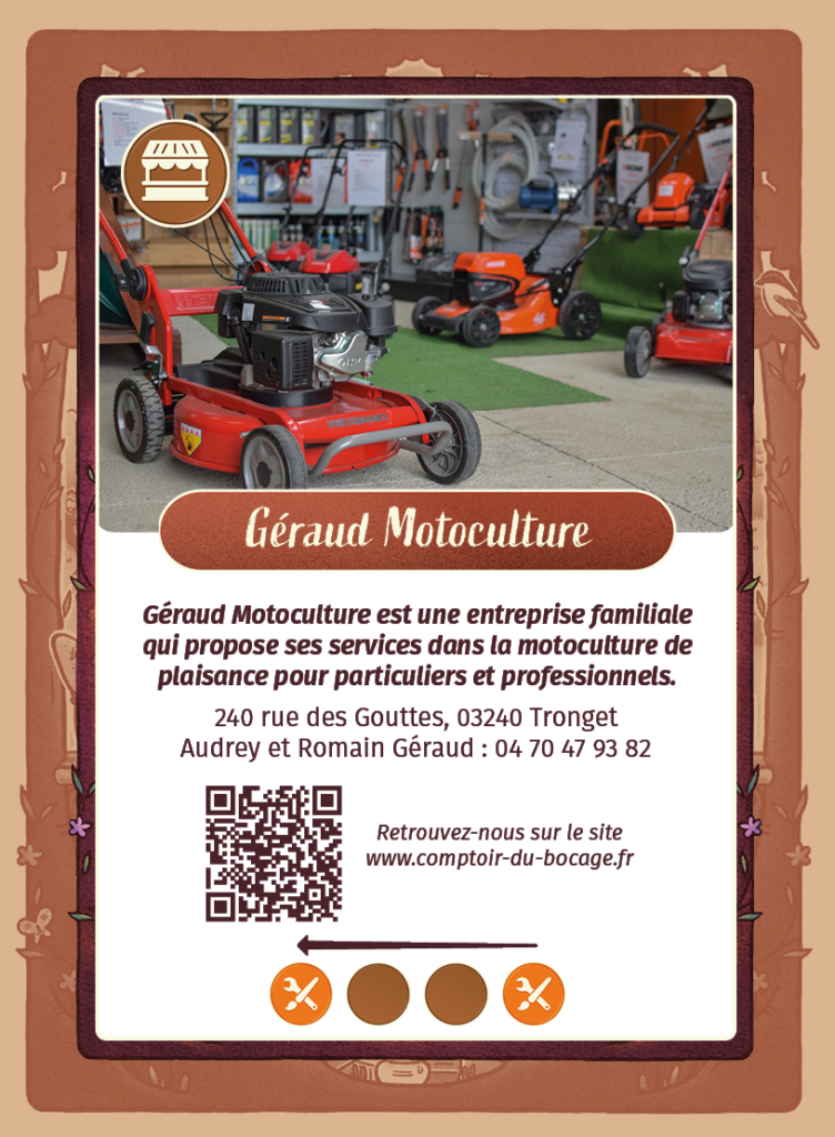 Géraud Motoculture - Carte jeu Comptoir du Bocage