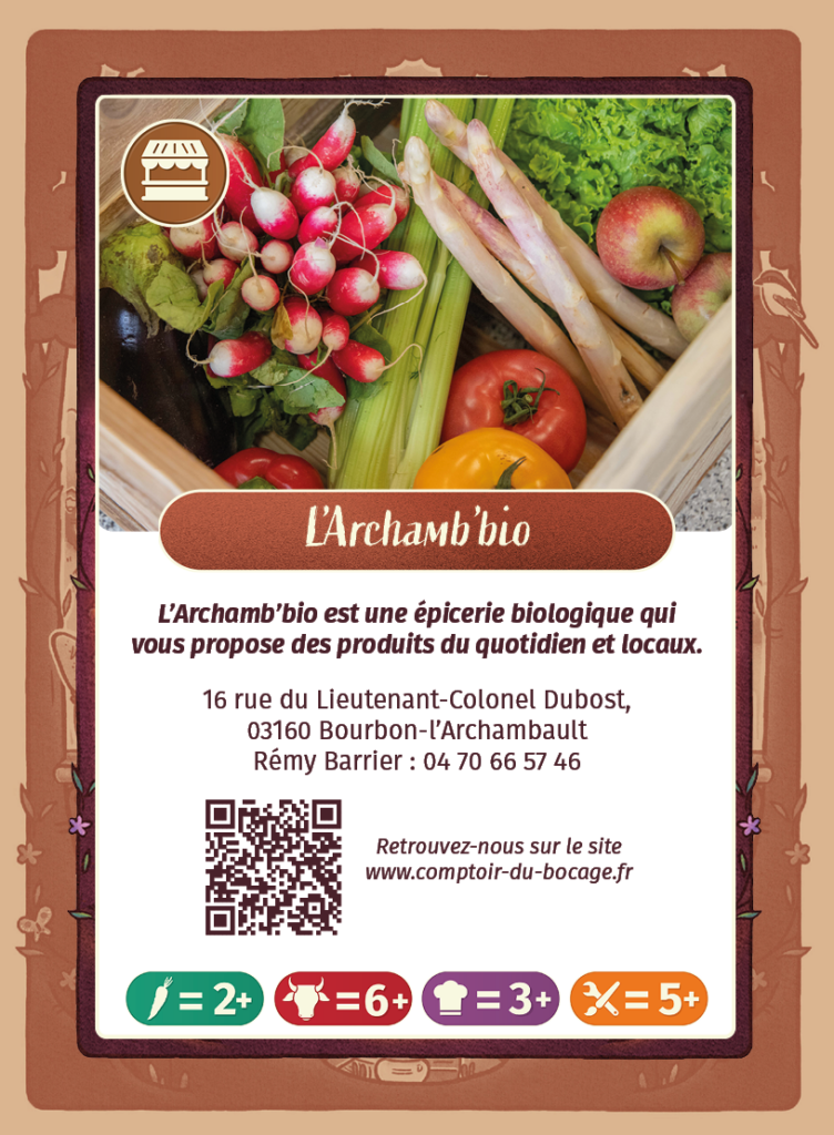 L'Archambio - Carte jeu Comptoir du Bocage