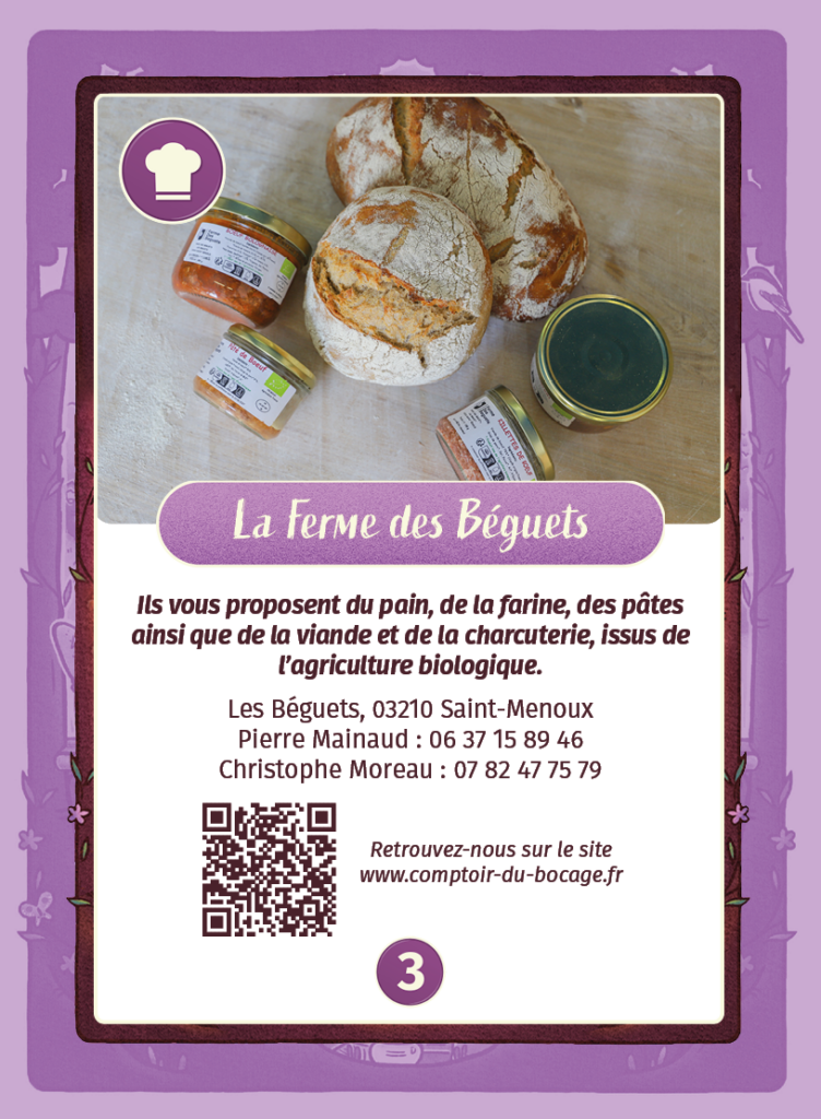 La ferme des Béguets - Carte jeu Comptoir du Bocage