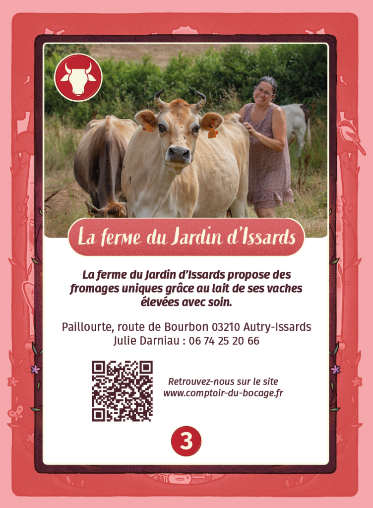 La ferme du Jardin d'Issards - Carte jeu Comptoir du Bocage