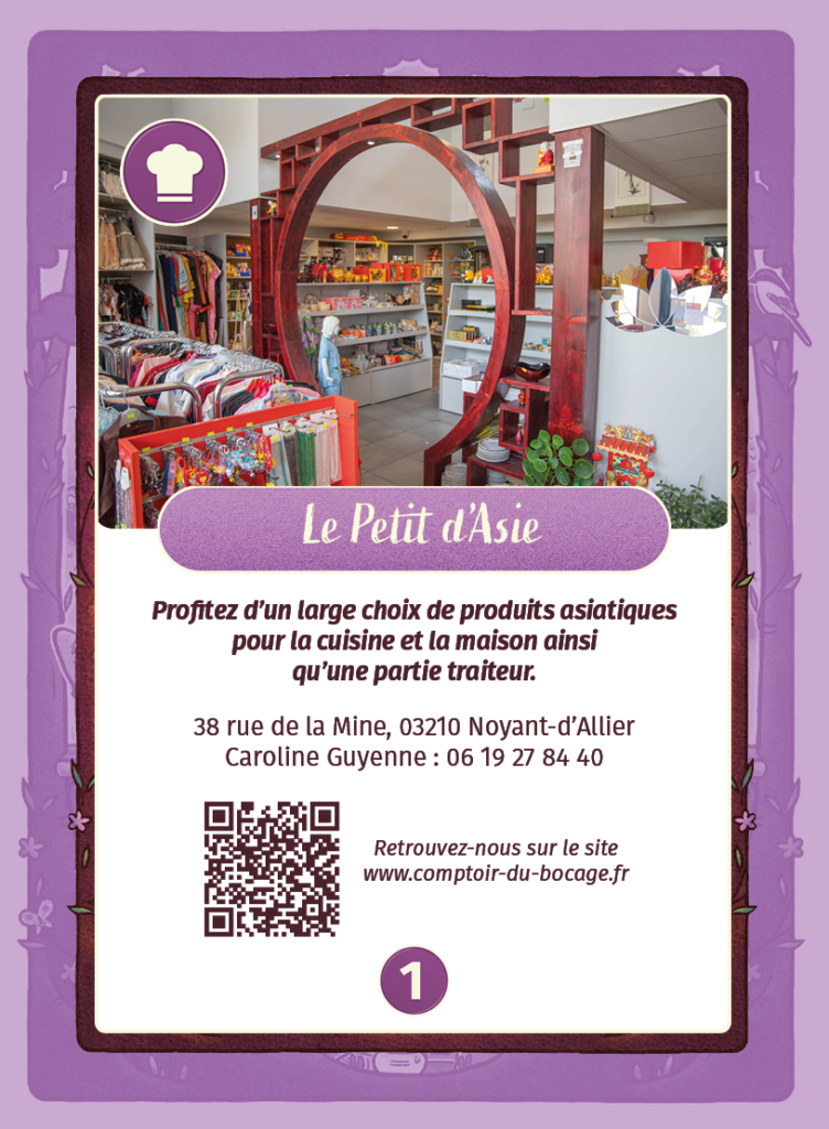 Le Petit d'Asie - Carte jeu Comptoir du Bocage