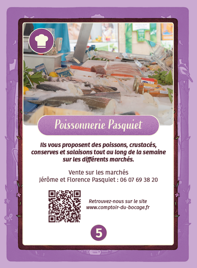 Poissonnerie Pasquiet- Carte jeu Comptoir du Bocage