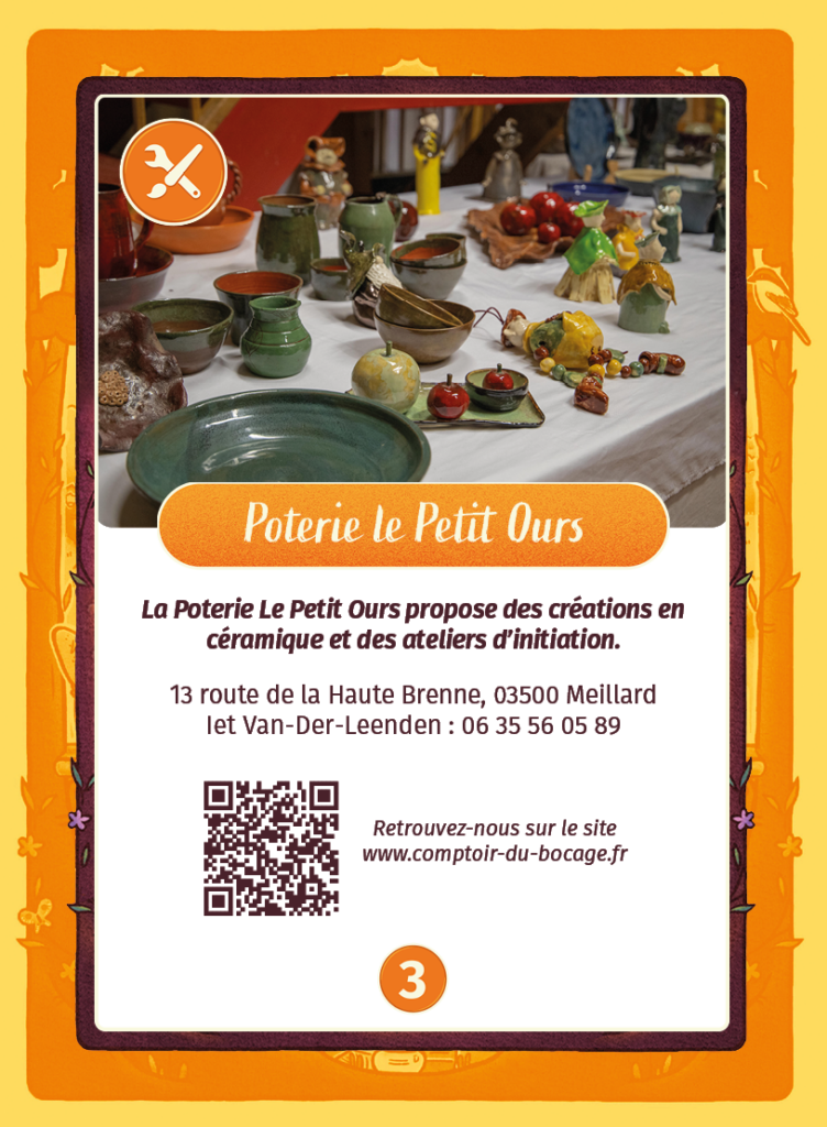 Poterie Petit ours - Carte jeu Comptoir du Bocage